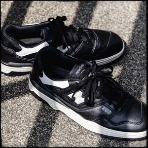 New Balance 550 Series (BB550LBW) Black- Grey Fog Low Top Leather Sneakers